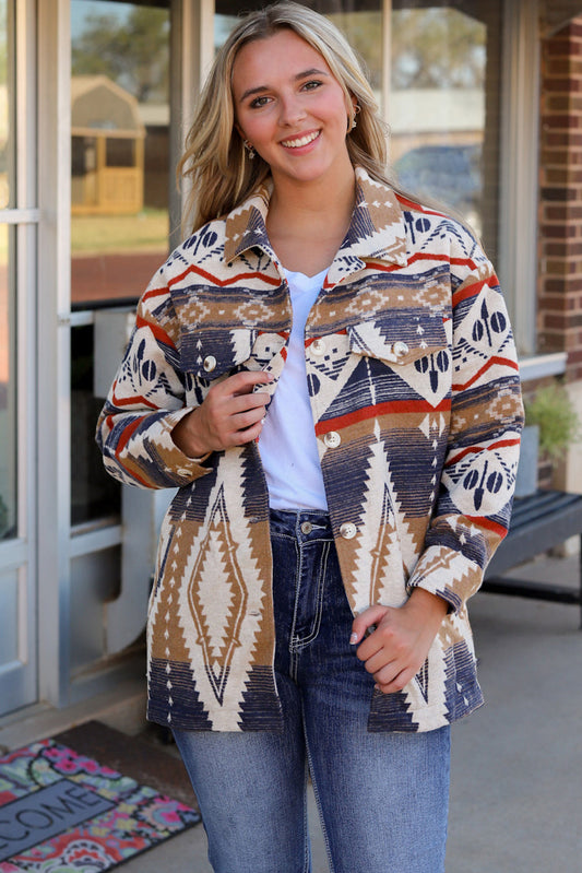 Aztec Button Oversized Jacket