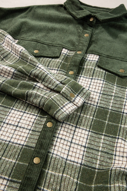 Snap Buttons Plaid Shacket