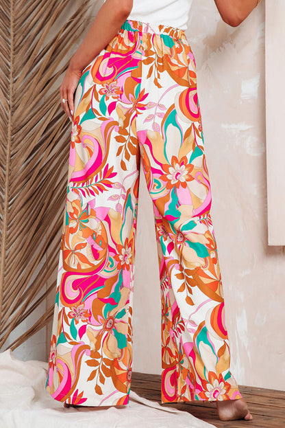 Floral Print Wide Leg Pants