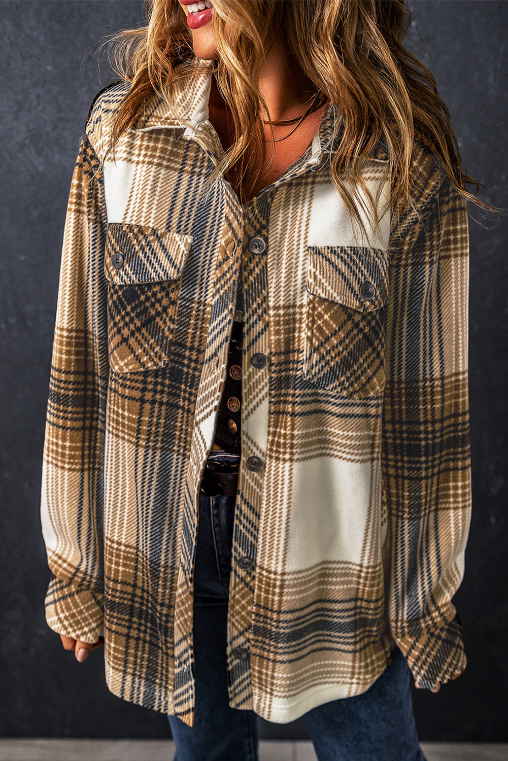 Plaid Print Flap Pocket Shacket