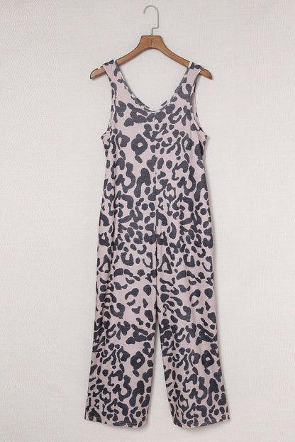 Print Wide Leg Sleeveless Jumpsuit