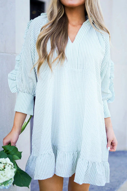 Ruffled Puff Sleeve Mini Dress