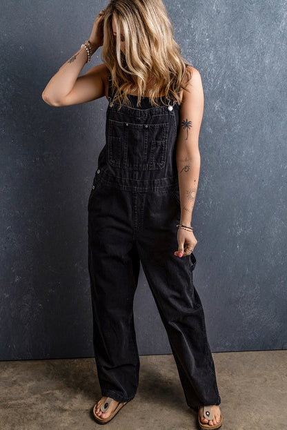 Adjustable Buckle Straps Denim Overalls