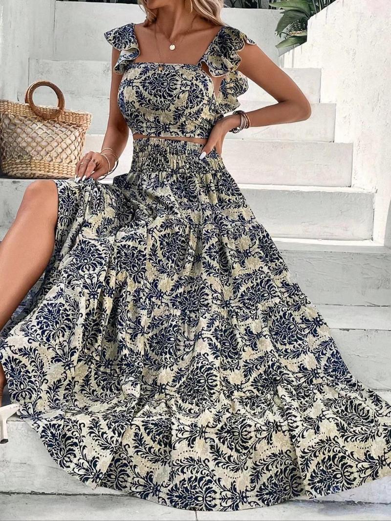 Women's Ethnic Pattern Skirt Vintage Two-piece Set