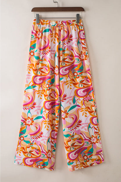 Floral Print Wide Leg Pants