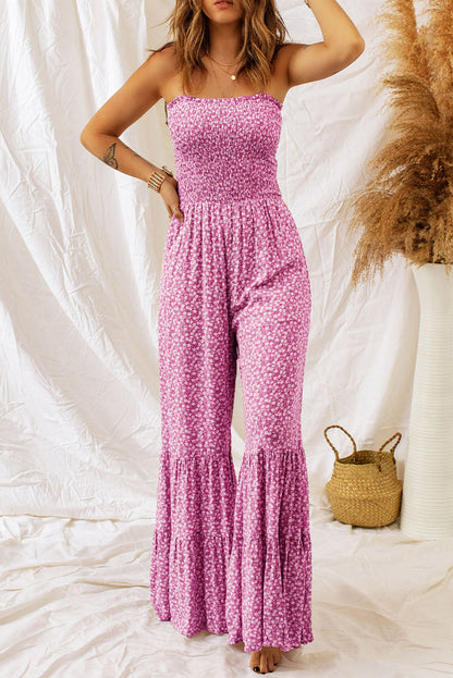 Smocked Bodice Wide Leg Jumpsuit