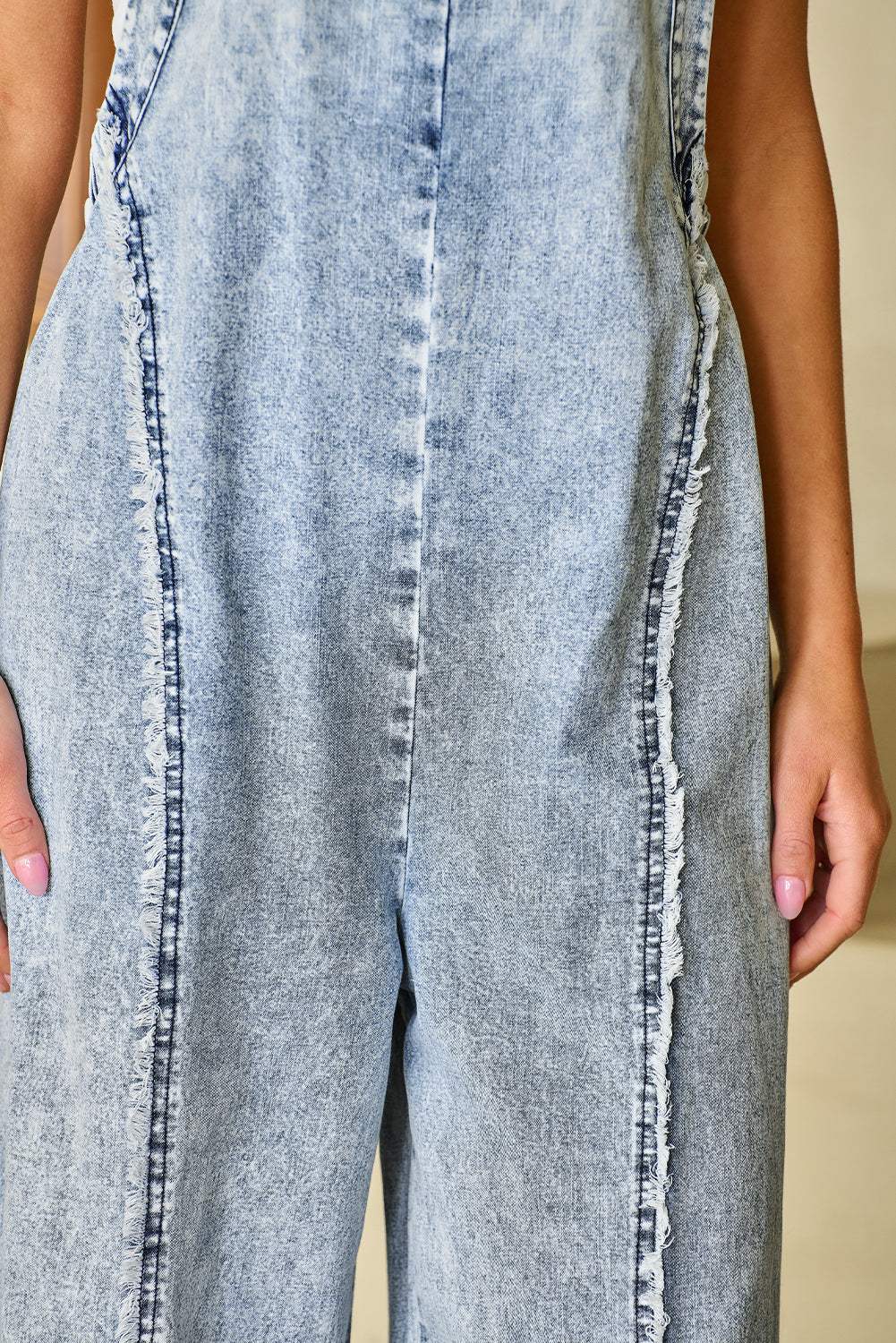 Light Wash Wide Leg Denim Overall