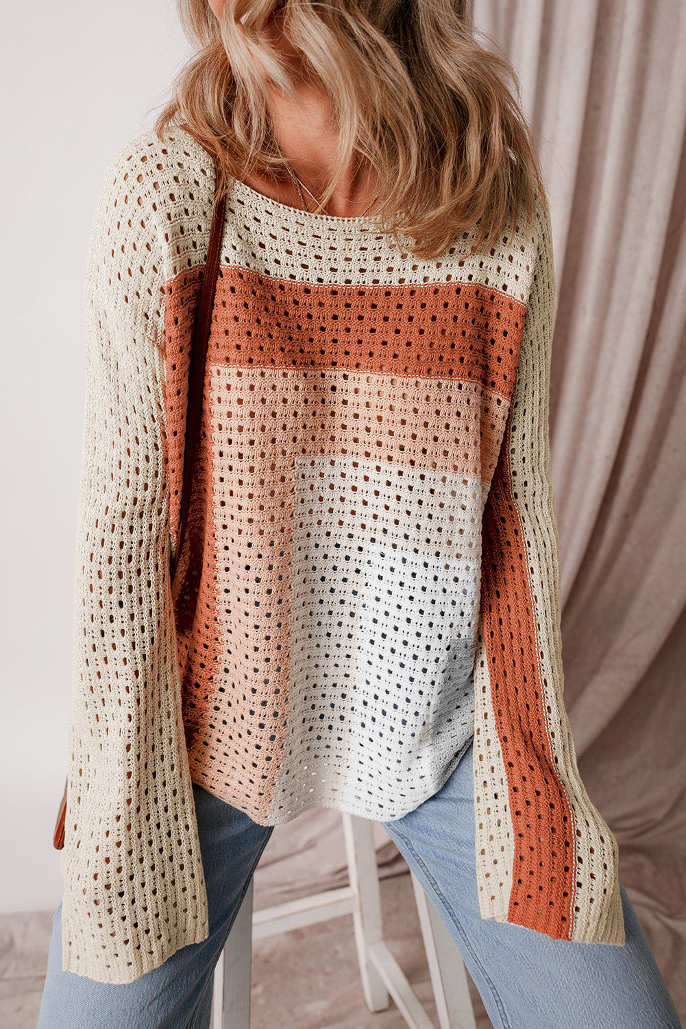 Pointelle Knit Baggy Sweater