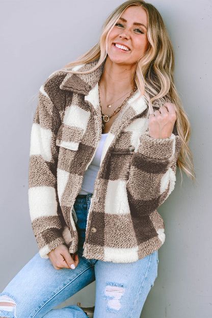 Plaid Buttoned Flap Shacket