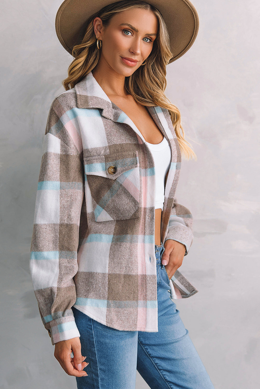 Plaid Amber Button Shacket