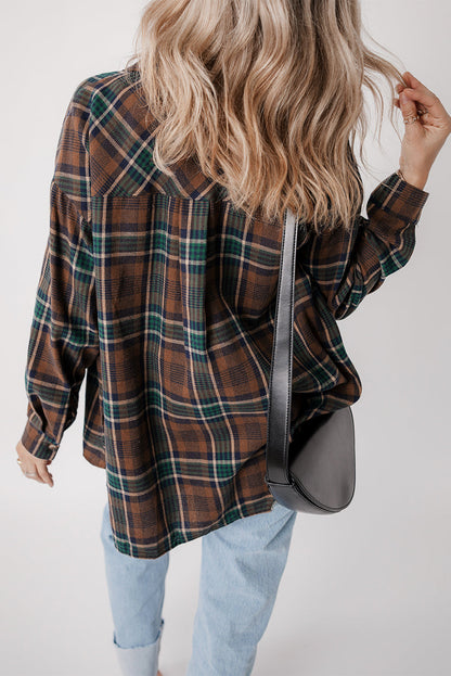 Plaid Chest Pockets Shirt Jacket