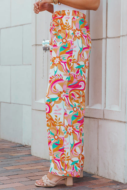 Floral Print Wide Leg Pants